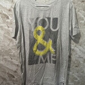 Old Navy Graphic Tee You & Me Print Casual‎ Short Sleeve Top Gray Size L